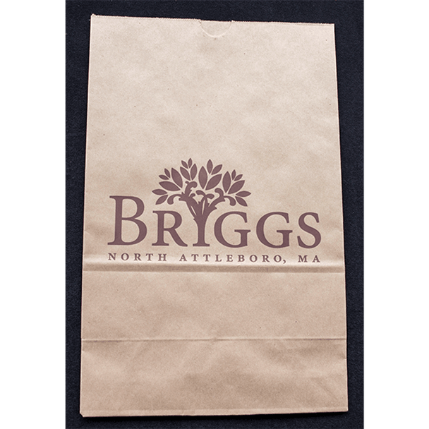 MADE IN USA - Custom Branded Modified 1/6 Barrel Grocery SOS Paper Bags - White Kraft - 5000 Bags Minimum