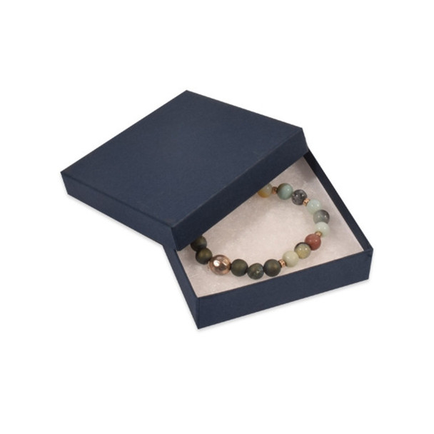 Made in & Ships from USA - Custom Printed Matte Navy Blue Jewelry Boxes - 3-1/2" x 3-1/2" x 7/8"