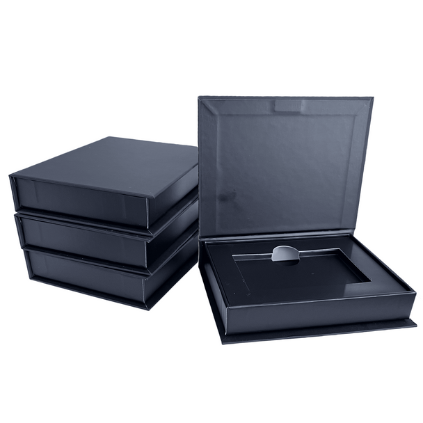100 Boxes - Custom Branded  Black Magnetic Gift Card Boxes