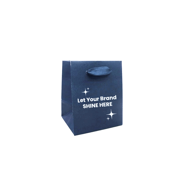 100 Bags - Custom Printed Navy Eco Euro Paper Bags with Twill Handles 5 x 4 x 6
