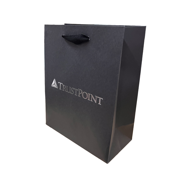 100 Bags - Custom Printed Black Eco Euro Paper Bags with Twill Handles 8 x 4 x 10