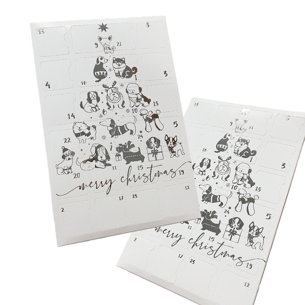 MADE IN USA - 50 Boxes - Fillable (Empty) Advent Calendar Candy Boxes - Silver Metallic Dog Tree - (trays sold separately)