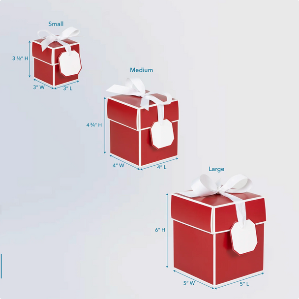 Flipalicious Gift Boxes - 3" x 3" x 3-1/2" Ruby Red - 100 Boxes