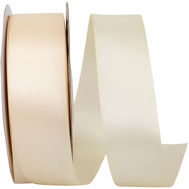 50 Yards - 1-1/2" Cream Double Face Satin Ribbon - Ships from NY, USA