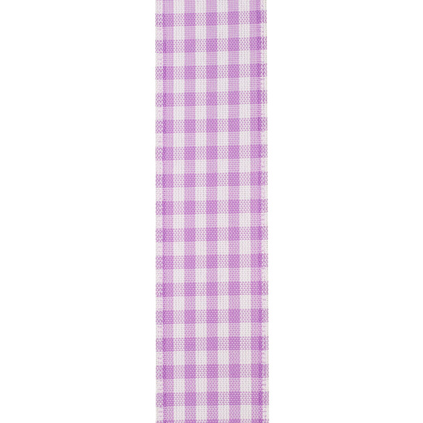 50 Yards - 1.5" Lavender Wired Gingham Ribbon