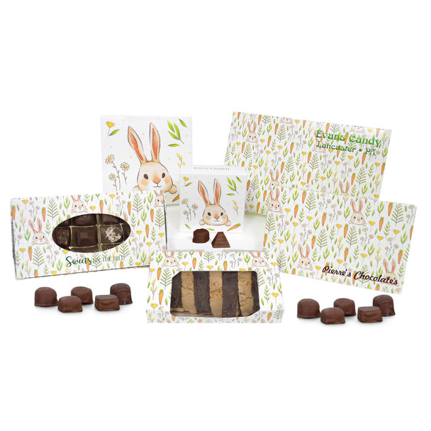 MADE IN USA - 50 Covers - 3 oz. Candy Box Covers - Bunny 3-11/16" x 3-11/16" x 1-1/8"