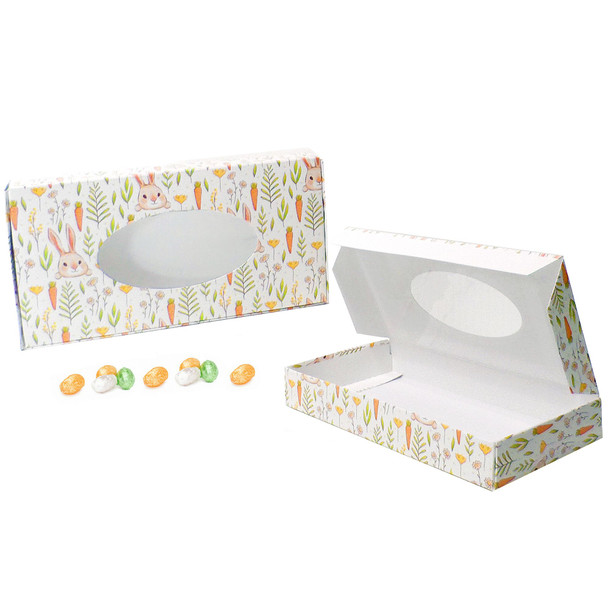 MADE IN USA - 50 Boxes - 1 lb. Candy & Fudge Boxes - Bunnies & Carrots with Window