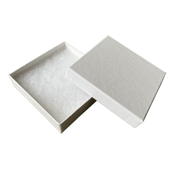 Made in & Ships from USA - Custom Printed White Swirl Jewelry Box - Medium - 3-1/2" x 3-1/2" x 7/8"