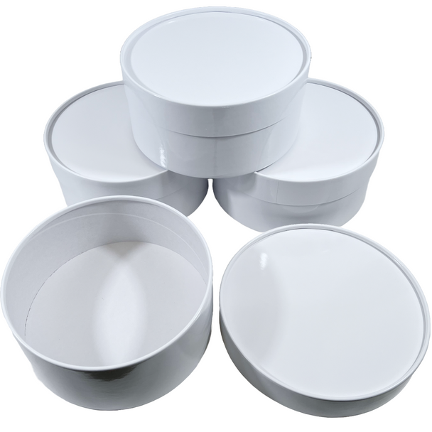 4 Boxes - Round Flower Gift Boxes - 9" Diameter White