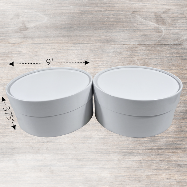 4 Boxes - Round Flower Gift Boxes - 9" Diameter White