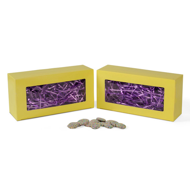 MADE IN USA - 100 Boxes - Yellow Bakery Boxes with Window - 9-3/4" x 4-7/8" x 3"