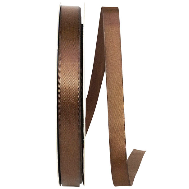 100 Yards - 5/8" - Brown Single Face Satin Ribbon - Ships from NY, USA