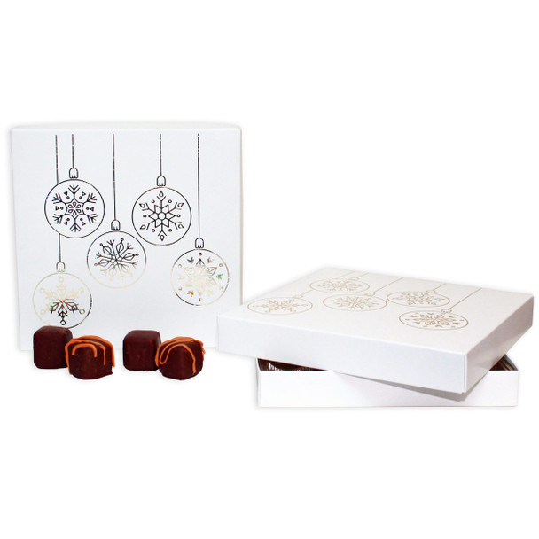 Made in USA - 50 Covers - 16 oz. Candy Box Covers - Glitter Ornament - 7-3/4" x 7-3/4" x 1-1/8"