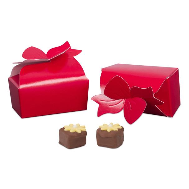 MADE IN USA - 25 Boxes - Small Red Bow Favor Boxes
