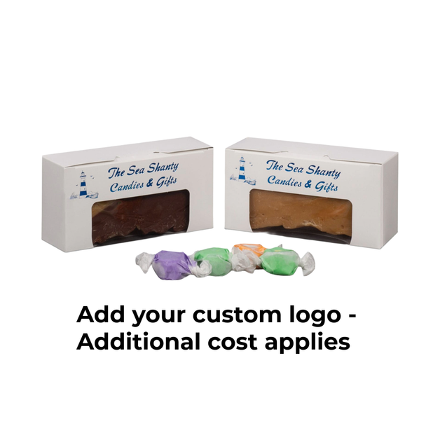 CLEARANCE - MADE IN USA - 50 Boxes 1/2 lb. Candy & Fudge Boxes - White with Window 5-1/2" x 2-3/4" x 1-3/4"
