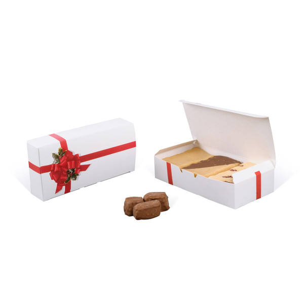 CLEARANCE - MADE IN USA - 50 Boxes - 2 lb. Candy & Fudge Boxes - Christmas - Ribbon N' Holly