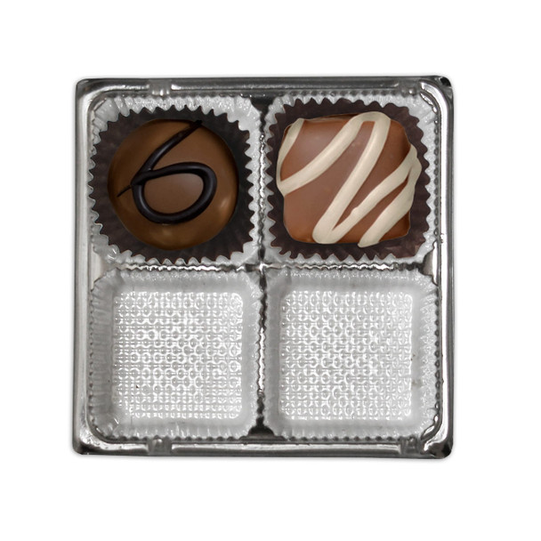 CLEARANCE - MADE IN USA - 50 Trays  - 3 oz. Candy Tray Insert Silver - 4 Cavities 3-7/16" x 3-7/16" x 15/16"