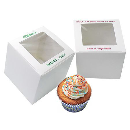 CLEARANCE - MADE IN USA - 50 Boxes - 4" x 4" x 4" White Cupcake Box with Square Window