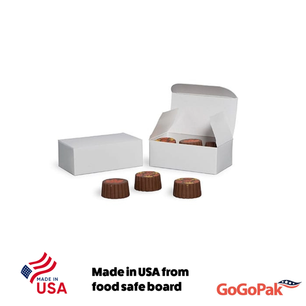 MADE IN USA - 50 Boxes - Mini Favor Boxes - 2 Truffle - White