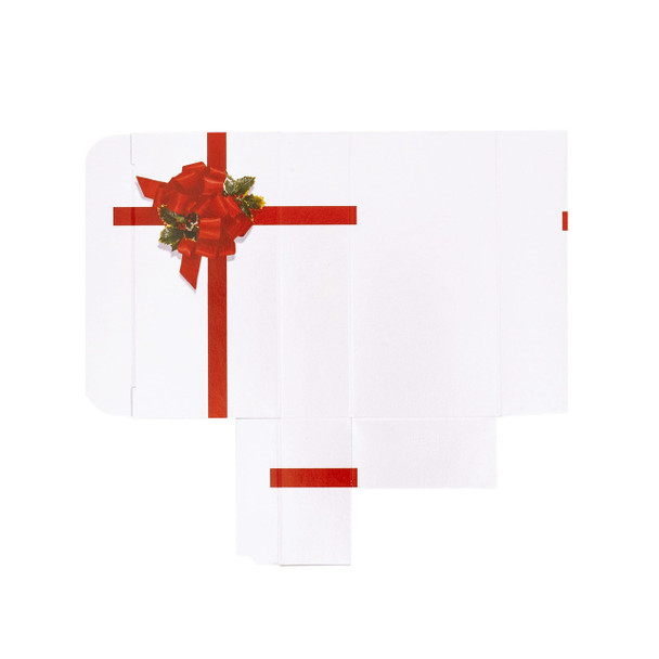 CLEARANCE -  Made in & Ships from USA - 50 Boxes 1/4 lb. Ribbon N' Holly Candy Boxes 4-1/2" x 2-5/16" x 1-1/8"
