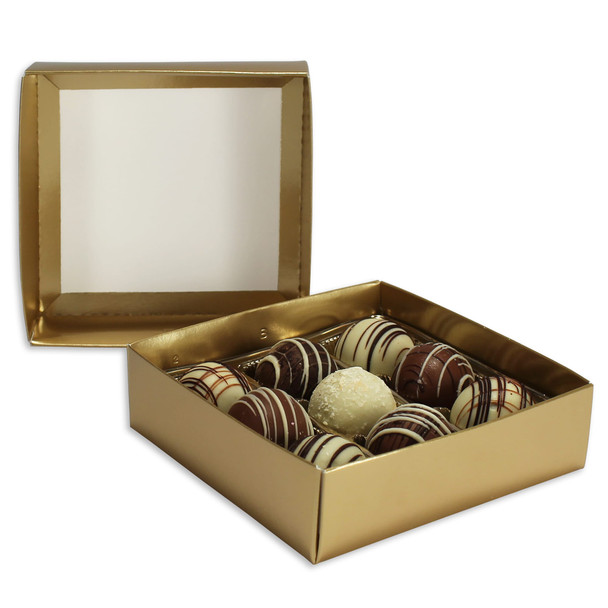 CLEARANCE - MADE IN USA -  50 Deep bases - 8 oz. Candy Box Bases - Gold - 5-9/16" x 5-9/16" x 1-1/2"