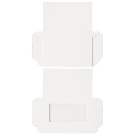 CLEARANCE-MADE IN USA - 50 Boxes - White Business Card Boxes with Windows-Book Style Flap