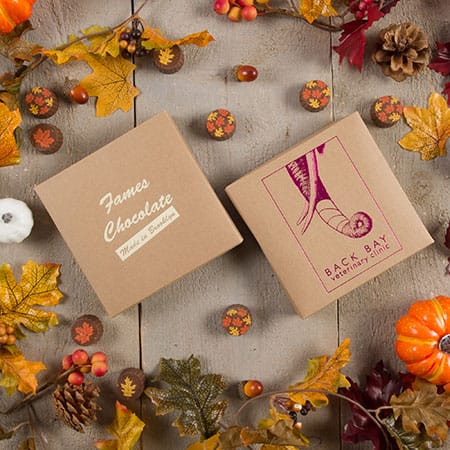 CLEARANCE-MADE IN USA -  50 Boxes - 8 oz. Candy Box Covers - Kraft - 5-3/4" x 5-3/4" x -1-1/8"