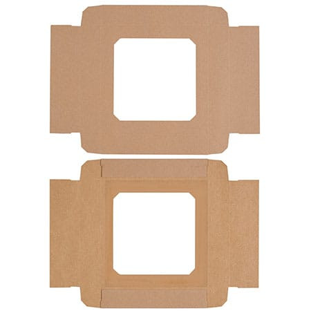 CLEARANCE-MADE IN USA -  45 Boxes - 8 oz. Candy Box Covers - Kraft with Window - 5-3/4" x 5-3/4" x 1-1/8"
