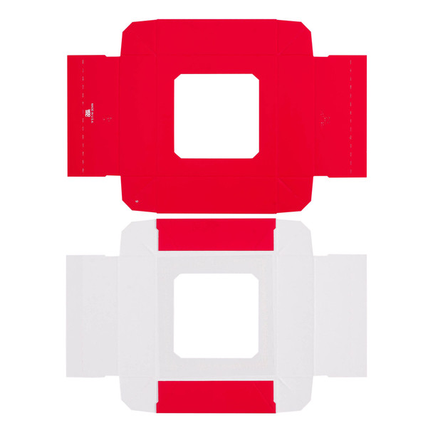 MADE IN USA - 50 Covers - 3 oz. Candy Box Covers - Red with Window 3-11/16" x 3-11/16" x 1-1/8"