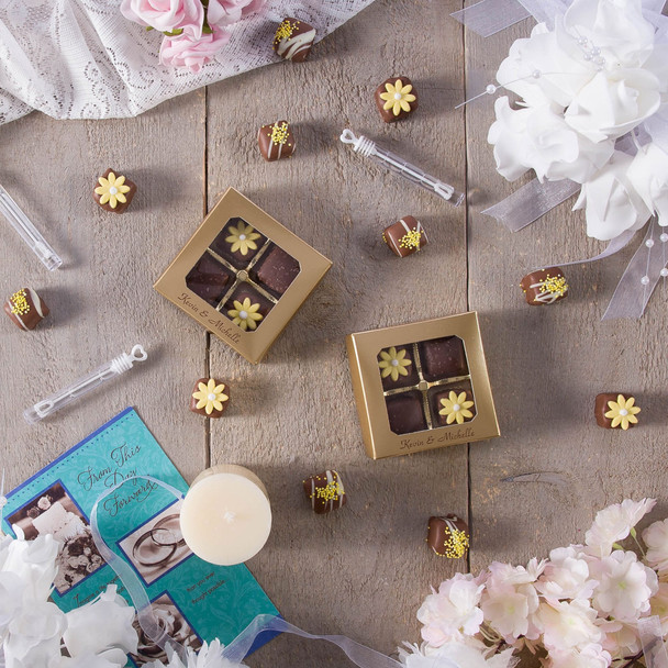 MADE IN USA - 50 Covers - 3 oz. Candy Box Covers- Gold with Window 3-11/16" x 3-11/16" x 1-1/8"