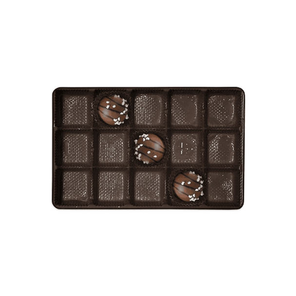 MADE IN USA - 50 Trays - 1-1/2 lb. Plastic Candy Trays Brown - 15 Cavities 6-15/16" x 4-3/8" x 7/8"