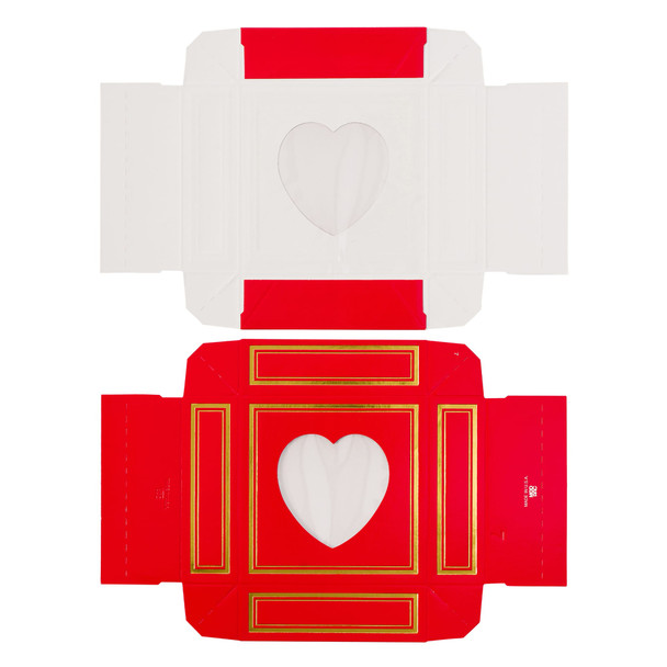 MADE IN USA - 50 Covers - 3 oz. Candy Box Covers - Heart Window Gold 3-11/16" x 3-11/16" x 1-1/8"