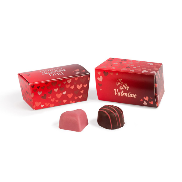 MADE IN USA - 50 Boxes - 2 oz. Foil Hearts Ballotin Boxes