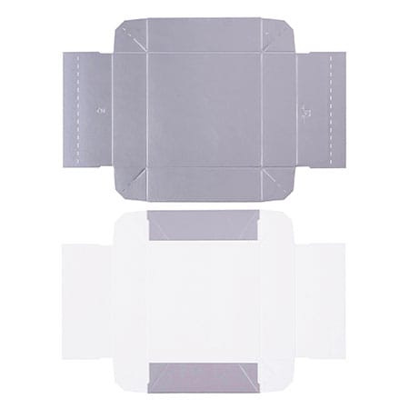 MADE IN USA -  50 Boxes - 8 oz. Candy Box Covers - Silver/Silver - 5-3/4" x 5-3/4" x 1-1/8"