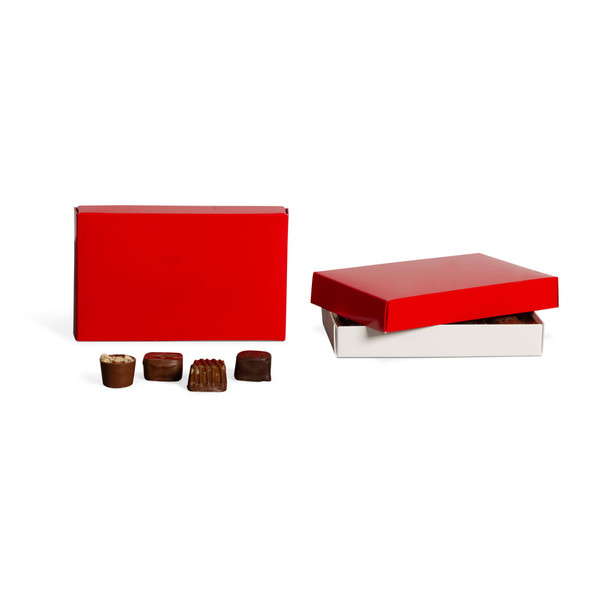 MADE IN USA - 50 Covers - 1/2 lb. Candy Box Covers - Red - 7-1/8" x 4-1/2" x 1-1/8"