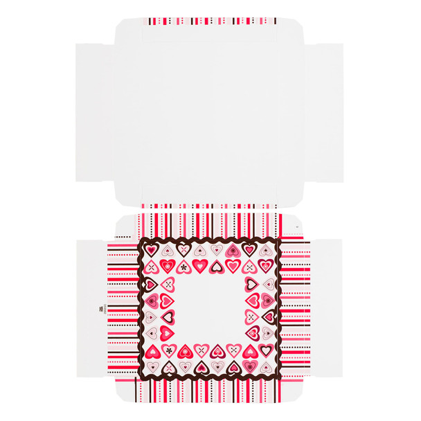 MADE IN USA -  50 Boxes - 8 oz. Candy Box Covers - Lovey Hearts - 5-3/4" x 5-3/4" x 1-1/8"