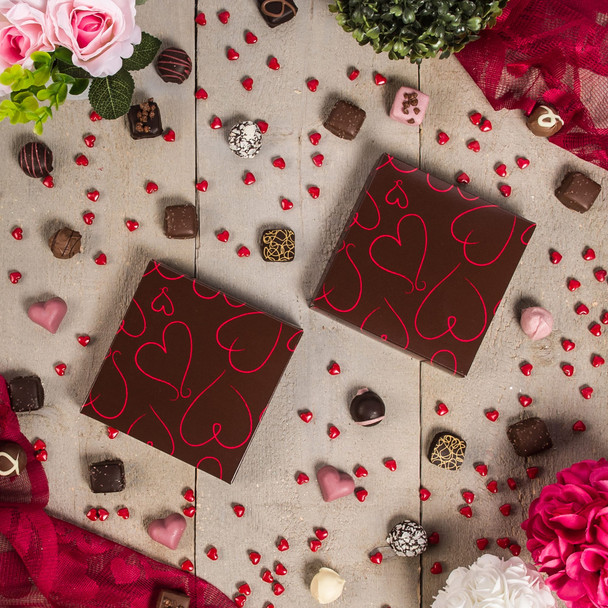 250 Covers - Hot-Stamped - 8 oz. Valentine Hearts - 5-3/4" x 5-3/4" x 1-1/8"