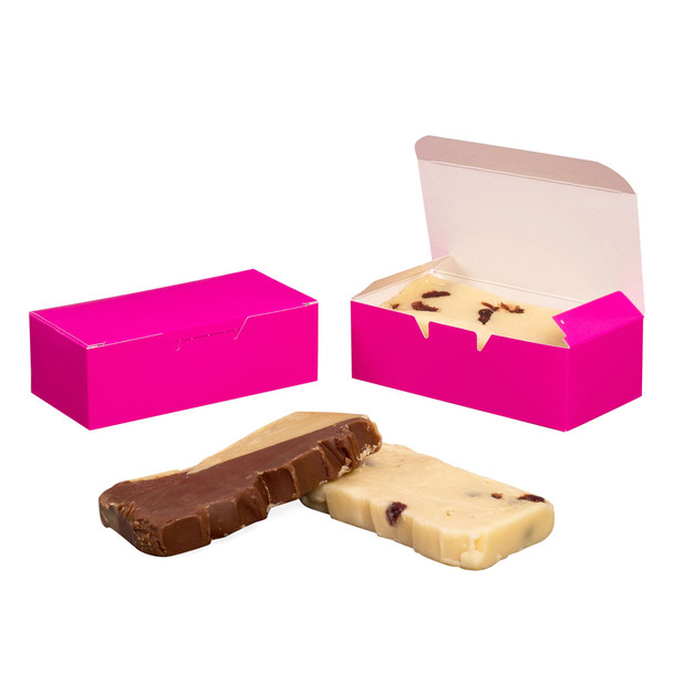 MADE IN USA - 50 Boxes 1/2 lb. Candy & Fudge Boxes Raspberry Pink 5-1/2" x 2-3/4" x 1-3/4"