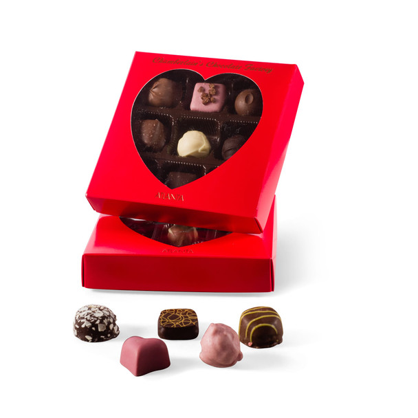 250 Covers - Hot-Stamped - 8 oz. Red with Heart Window 5-3/4" x 5-3/4" x 1-1/8"