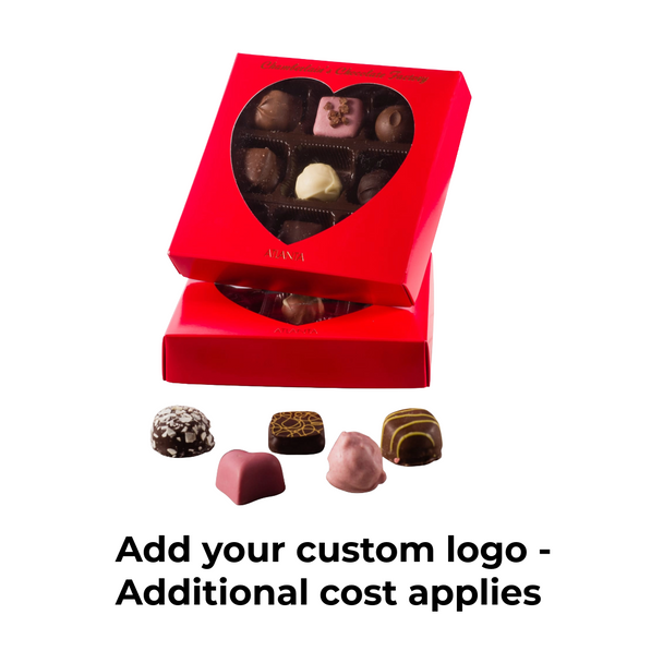 250 Covers - Hot-Stamped - 8 oz. Red with Heart Window 5-3/4" x 5-3/4" x 1-1/8"