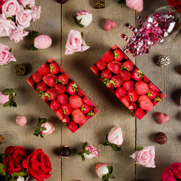 MADE IN USA - 50 Boxes Candy & Fudge Boxes - 1/2 lb. Strawberry 5-1/2" x 2-3/4" x 1-3/4"