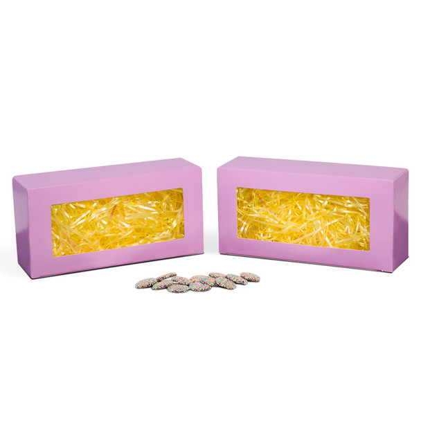 MADE IN USA - 100 Boxes - Lavender Bakery Boxes with Window - 9-3/4" x 4-7/8" x 3"