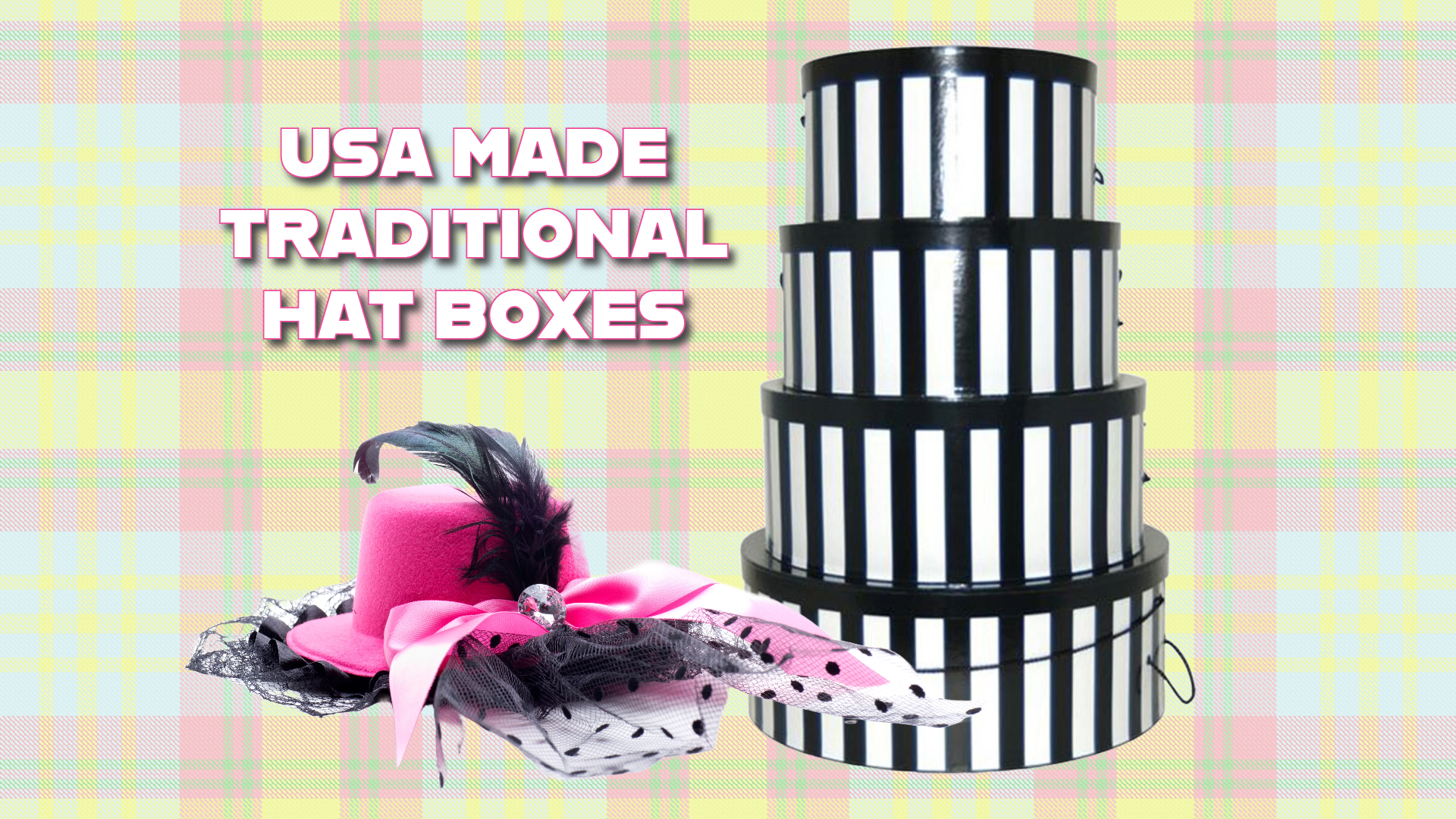 Hat Box - Round White with Black Trim