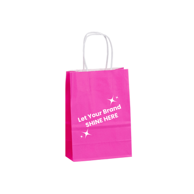 Branded Colored Paper Shopping Bags - Bright Pink - 5