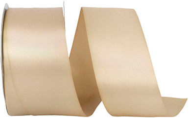 Tan Striped Ribbon Tan Double Face Satin 2-1/2