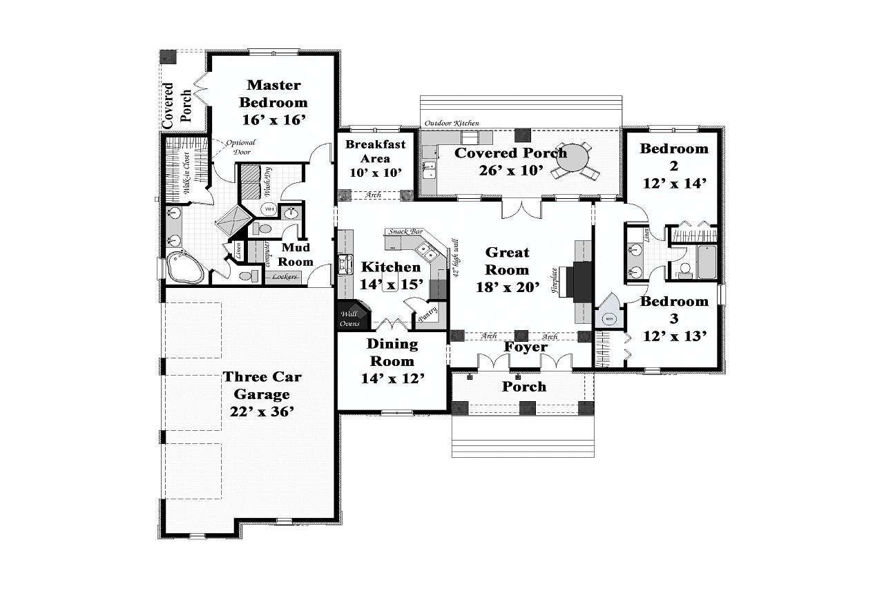 European House Plan - 10377 - 1st Floor Plan