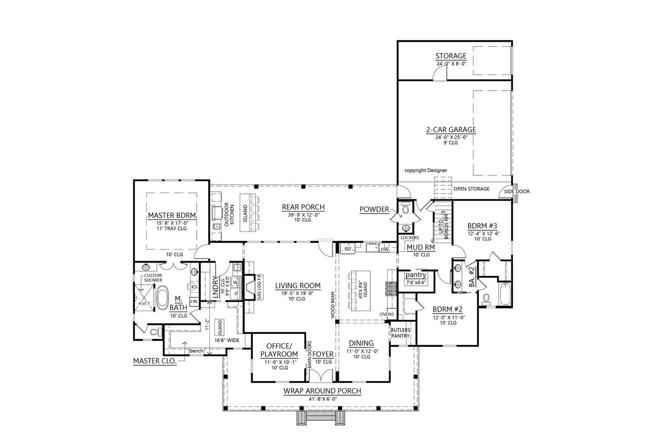Country House Plan - Rosewood Farmhouse 11228 - 1st Floor Plan