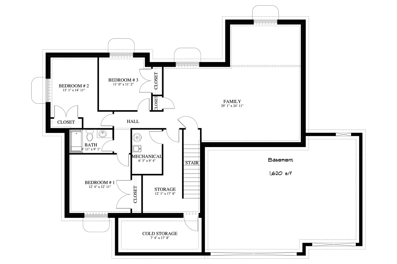 Craftsman House Plan - Auman 11430 - Basement Floor Plan