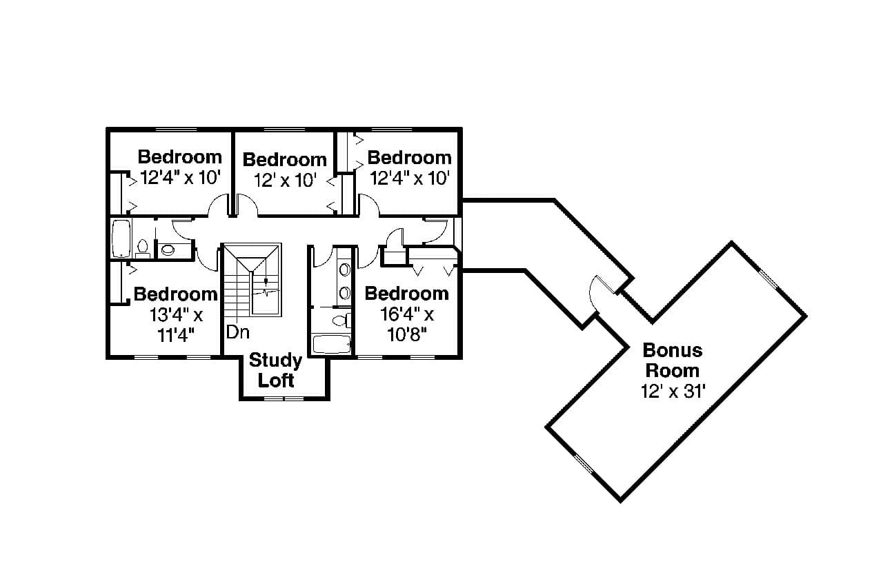 Secondary Image - Colonial House Plan - Lansford 11940 - 2nd Floor Plan