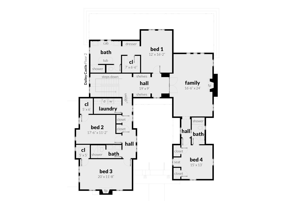 European House Plan - Dailey 12057 - 2nd Floor Plan